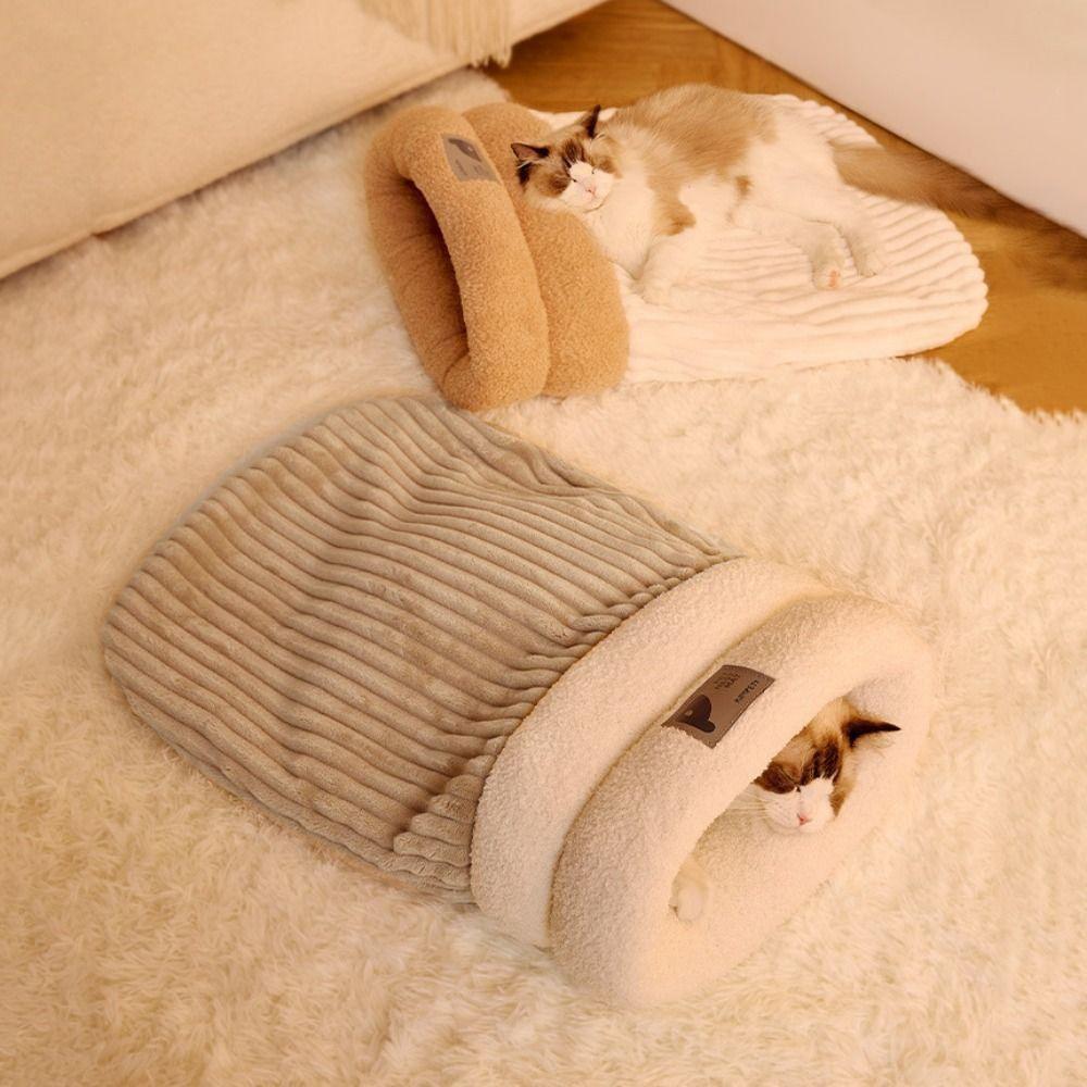 Thickened Cat Sleeping Bag Semi-closed Tunnel Cat Nest Cat Nest Kennel Warm Cat Nest  Winter