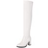 Elastic Women's Thigh High Boots Block High Heels Over-the-knee Boot Black Red White Long Tall Party Shoes Ladies Large Size 48