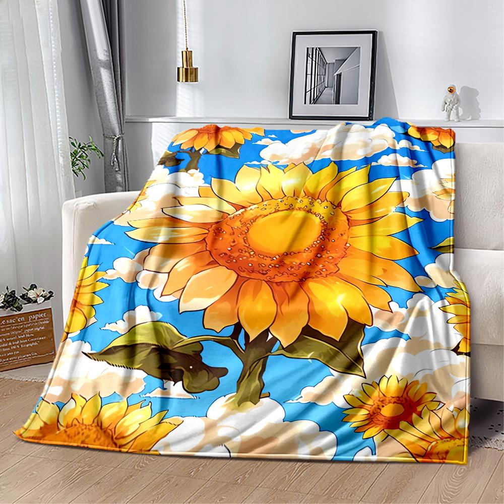 1pc Sunflower Pattern Blanket Comfortable Soft Lightweight Perfect for Travel Camping Picnics Sofa Office Bed Living Room Ideal Gift for Friends