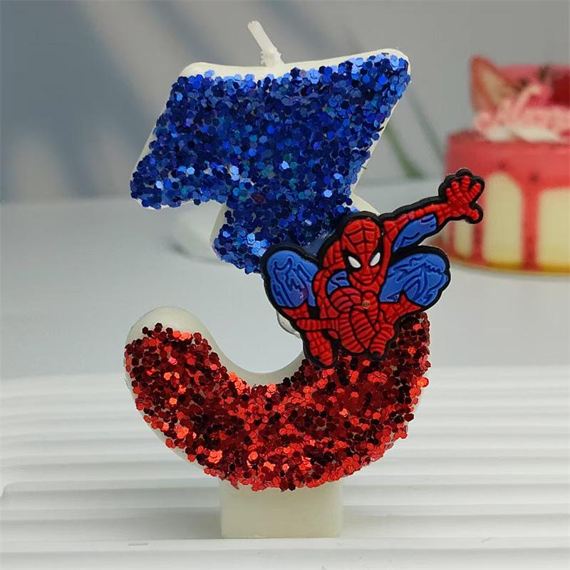 Creative Design Spider-Man Digital Birthday Candle Cake Party Decoration Handmade Cool Doll Birthday Candle