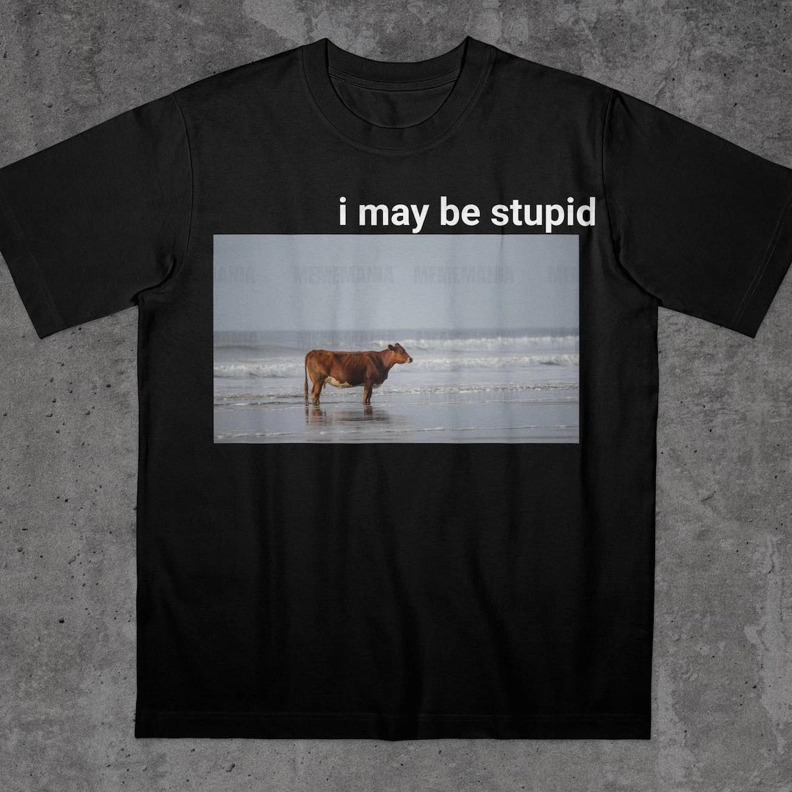 I might be that funny T-shirt with the silly cow pattern standing on the beach. M