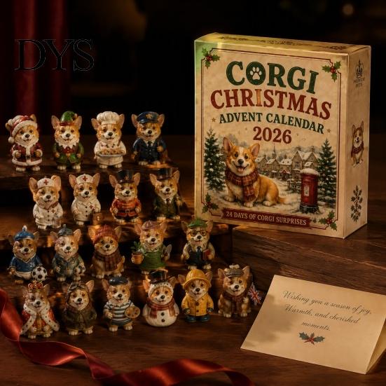 2026 Christmas Special Edition 24 Days Advent Calendar with Mini Corgi Figurines, Holiday Countdown for Kids Dog Lovers, Cute Ornaments Decoration