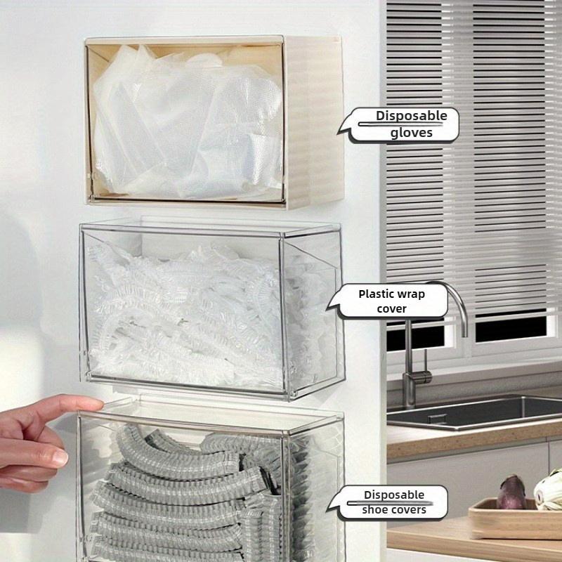 Genomskinlig Självhäftande Förvaringslåda Väggmonterad för 30 Skoskydd 10 Munskydd 5 Nyckelkrokar Skyddsutrustningsdispenser Ingen Borrning Rent Utseende