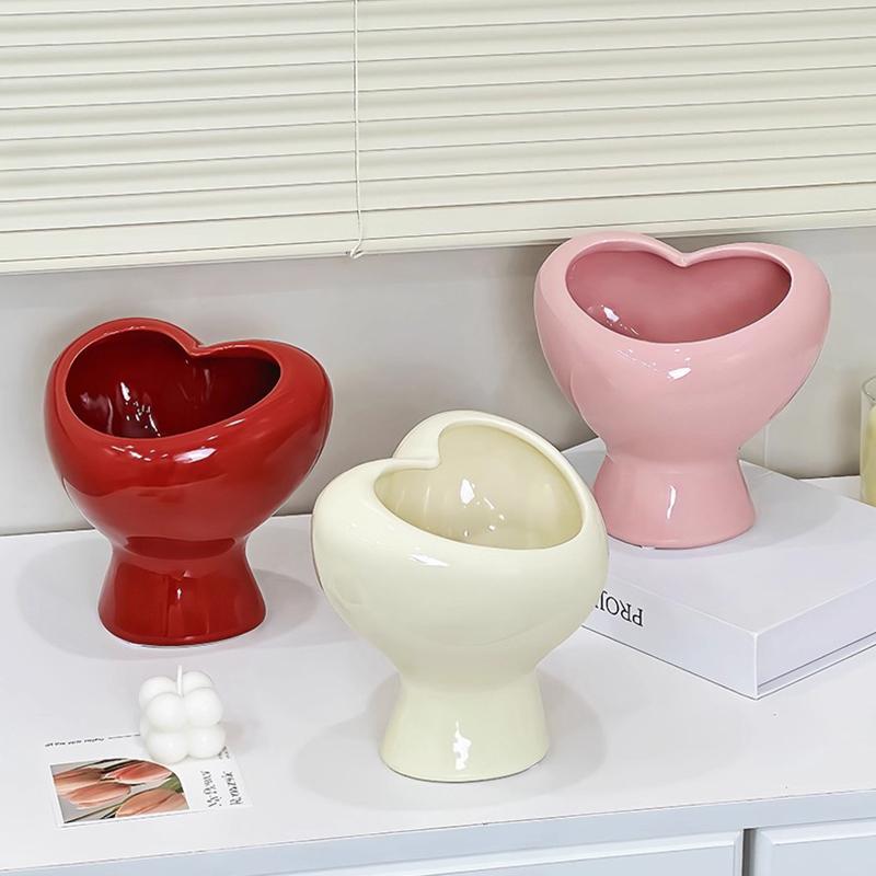 European-style Ceramic Heart-shaped Vase Creative Hydroponic Simulation Flower Arrangement Container for Room Heart-shaped Vase