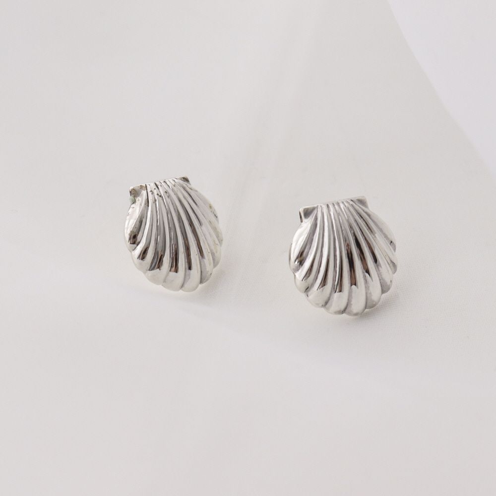 (925 Silver) 3D Shell Texture Earrings Mini Shell Silver Earrings Blind Date Earrings Summer Earrings Trendy Earrings