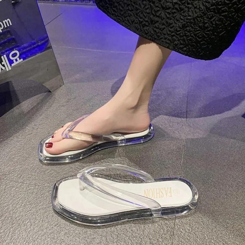 Women's Slippers And Ladies Sandals Transparent Korea Style Slides Pvc Jelly Clear Shoes Premium But Cheap Small Size Vip