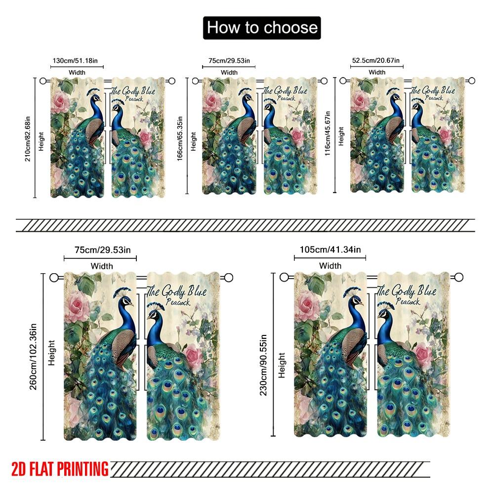 2 Stück, 2D-Flachdruck Minimalistische Vorhänge Majestätische Pfauen (2) Polyester (ohne Stange) Geschenke Verwendung für Schlafzimmer, Wohnzimmer,
