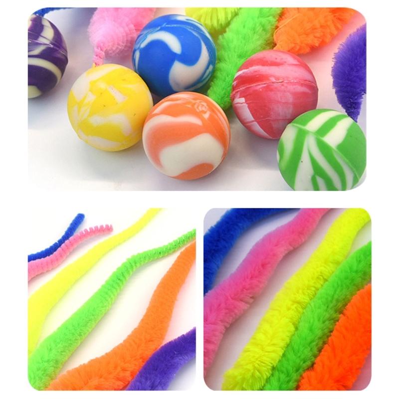 Colorful BouncingBall with Tail for Cat Engaging Cat Teaser BouncyBall Hunting Toy Indoor Toy Ball Cat Exercise Toy