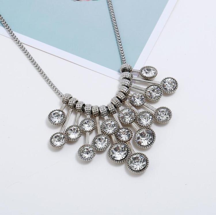 Elegant Black White Multilayer Round Crystal Necklace For Women