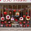 Valentine's Day Window Cling Removable Waterproof PVC Rose Flower Love Heart Static Glass Sticker Holiday Party Decoration Decal