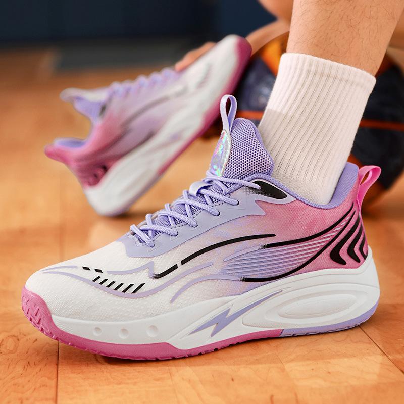 Youth Sports Shoes Boys Mandarin Ducks Two-color Basketball Shoes Combat Boots Primary and Secondary School Students Sports Competition Training Shoes