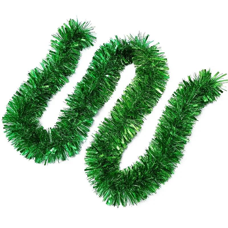 2M Christmas Tinsel Ribbon Garland Gold Silver Color Decorative Tinsel Strips Home Wedding Birthday Party Wall Door Decor