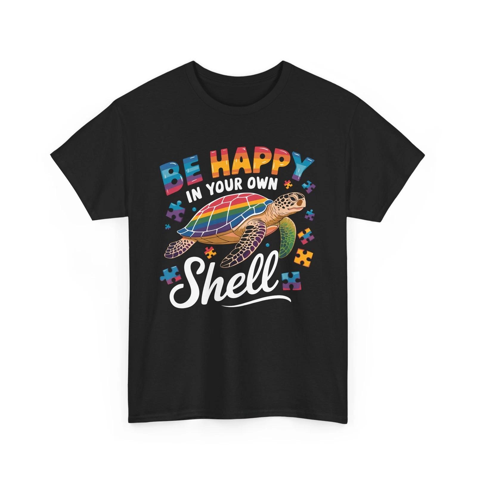 

Be Happy Autism Turtle Awareness T-Shirt | Relax & Enjoy the Ocean Life in Style S