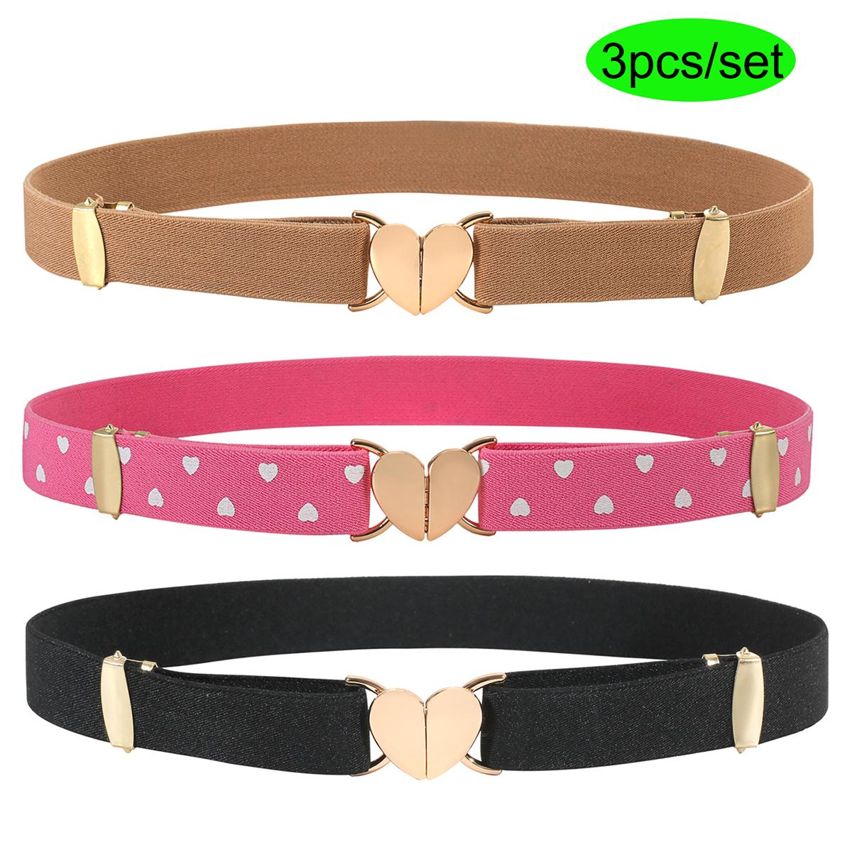 

Эластичные ремни для детей, регулируемые эластичные ремни для девочек-подростков с пряжкой в ​​форме сердца, детские ремни унисекс для джинсовой форменной одежды