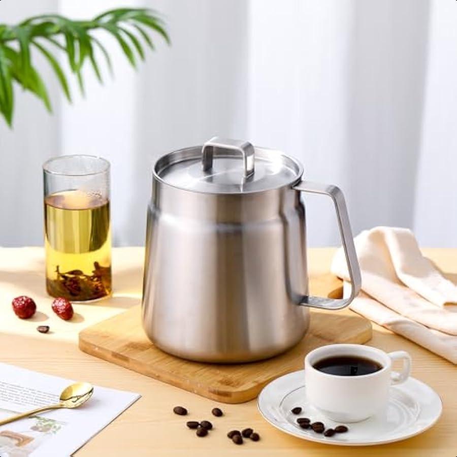 2.1 Quarts 2 Liter Stainless Steel Kettle Pot Multipurpose Cooking Pot Brushed Stainless Steel Saucepan Suitable for Butter Ram