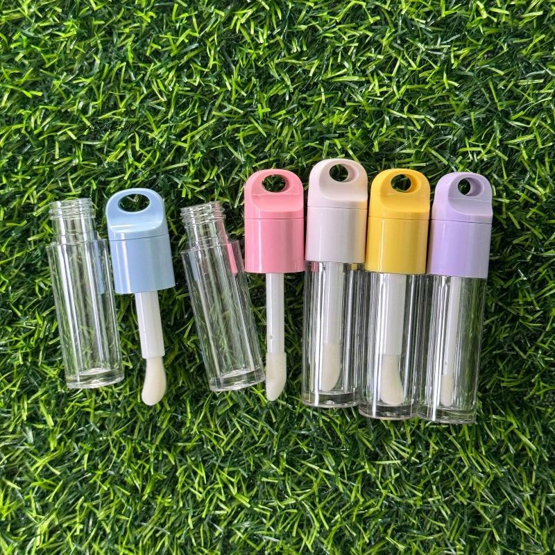 1Pcs Cute Big Brush Wand Transparent 4ml Lip Gloss Tube Plastic Round Empty Container for DIY Lip Gloss
