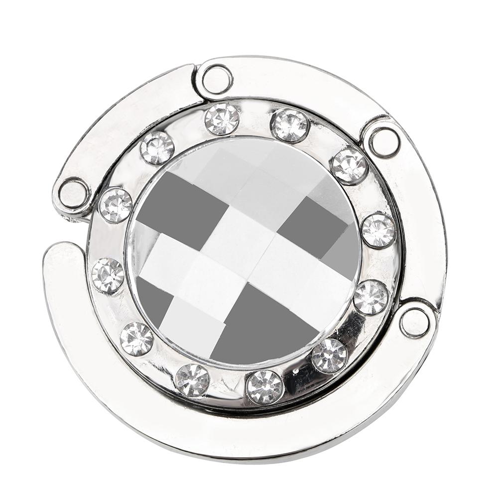 Foldable Hangbag Hook Crystal Alloy Round Shape Table Hook Desk Hanger Purse Bag Hook Holder for Hanging