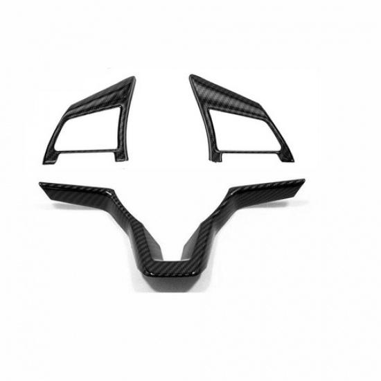 Carbon Fiber ABS Inner Steering Wheel Cover Trim For NISSAN Versa 2020 ~ 2022