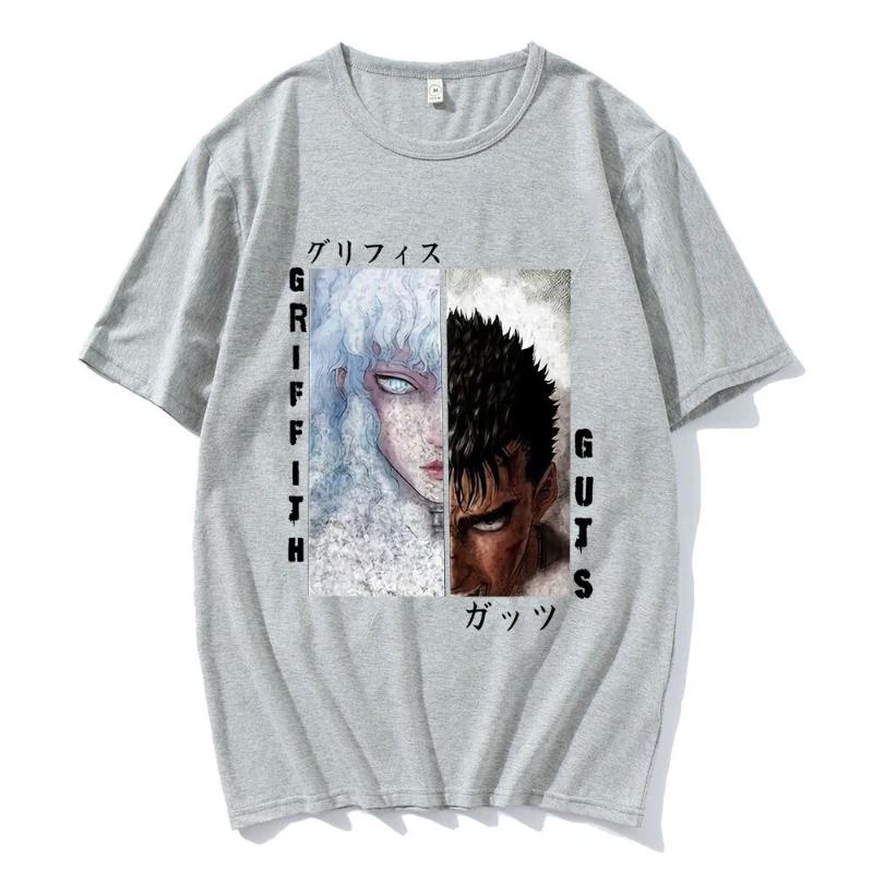 Anime Berserk Guts Griffith Print T Shirt Funny Manga T-Shirt Clothes Hip Hop Vintage Men Women Harajuku Oversized T-Shirts W22Q