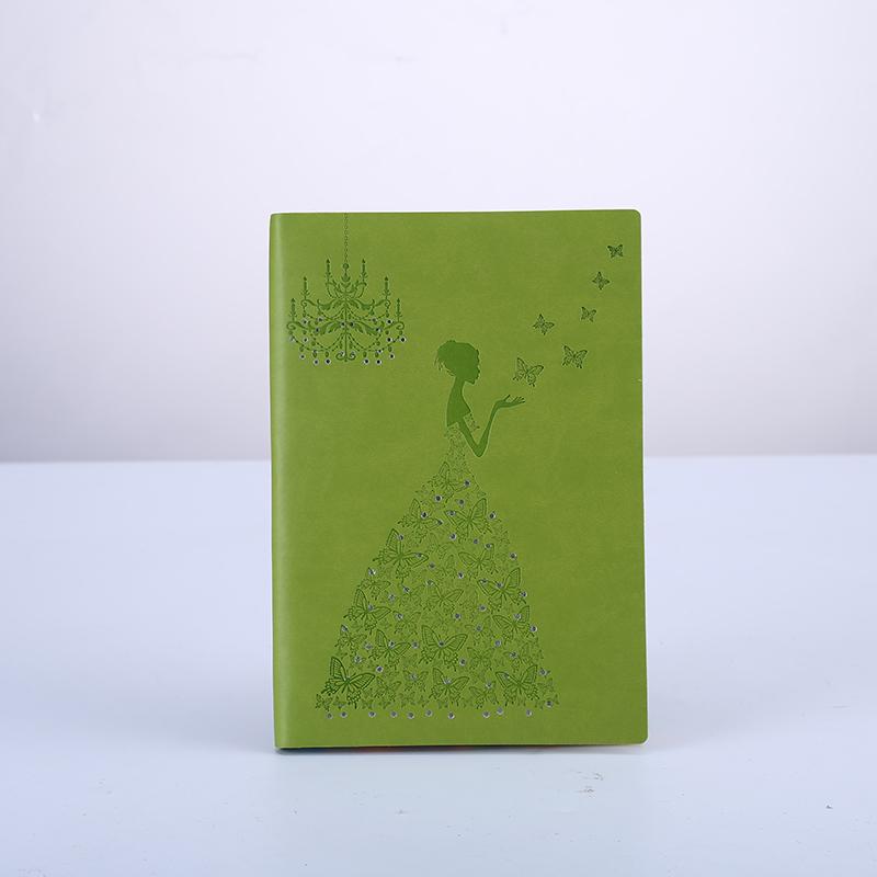 Hot Sale Custom High Quality Paper Diary Notebook for Girl (Green,14.5*21cm)