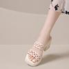 Hollow Open-toe Platform Flip-flops Women Wear Summer New Fashion Round Head Woven Block Heel Platform Cool Mop