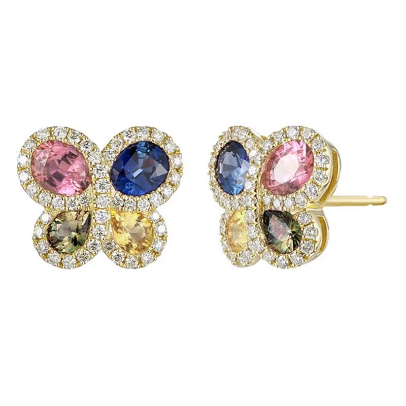 Four Colors CZ Stud Earrings for Women Exquisite Butterfly Shaped Ear Stud Novel Girls Earrings Luxury Trendy New Jewelry