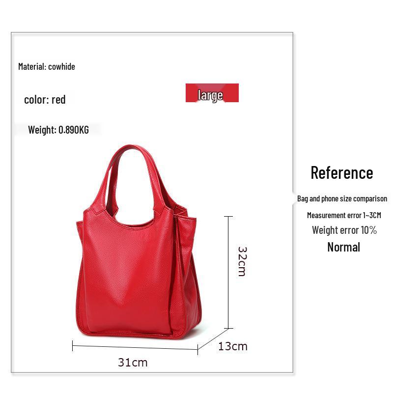 Women's Soft Leather Tote Bag 2025 - Large Capacity Genuine Cowhide Shoulder Handbag