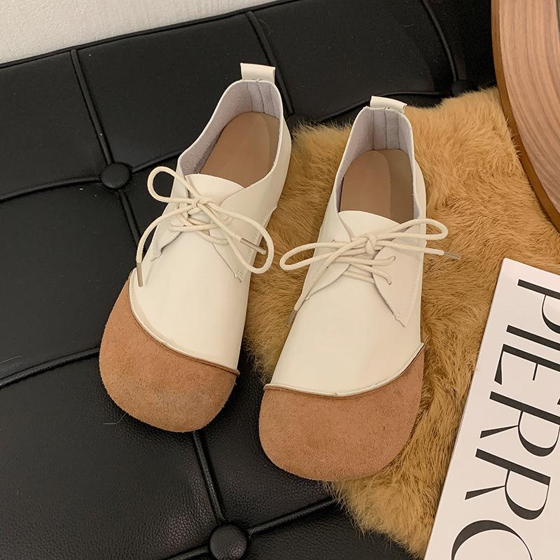 

Женская обувь 2024 года, весна-лето, новые туфли на плоской подошве, классическая повседневная женская обувь в стиле ретро, модная обувь для ходьбы на шнуровке, подходящая по цвету 35