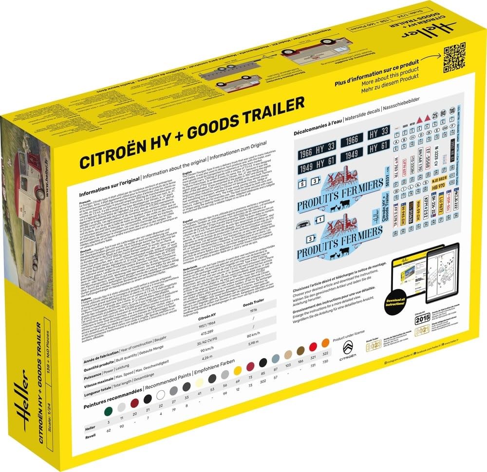 PLATZ Heller Scale with Cargo Trailer Plastic Model Kit HE50331 1/24 Citroën H-Van (Car)