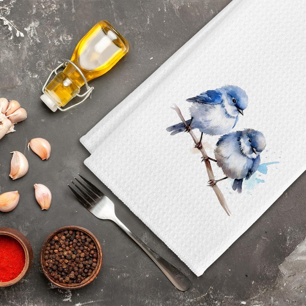 Blue Bird Bathroom Decor,Blue Bird Towels Hand Towels,Birds Hand Towels Soft Dish Cloth for Lovers Women Men,16x24 Inches