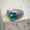 Paraiba Tower Ring with Green Zircon and High Carbon Diamond Accent