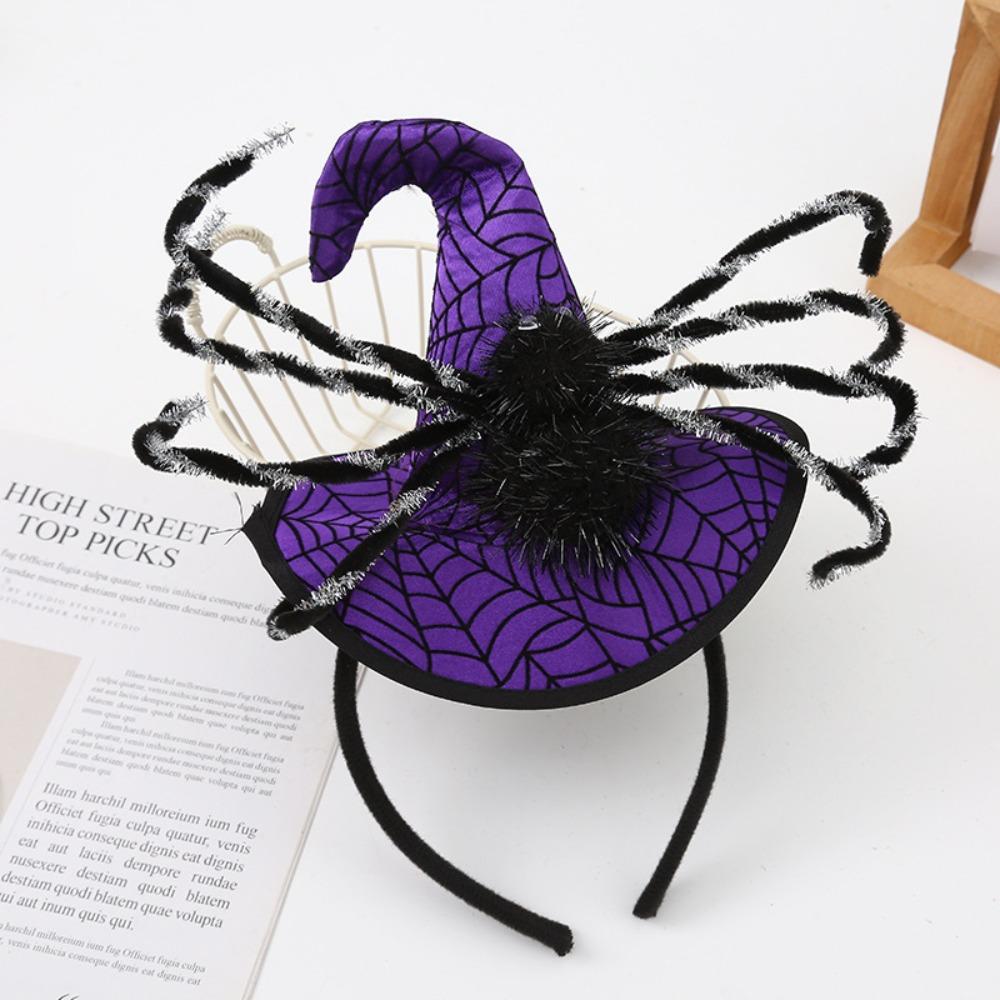 Spider Halloween Witch Hat Headband Sequin Cone Hat Hair Hoop Halloween Party Hair Band  Kids