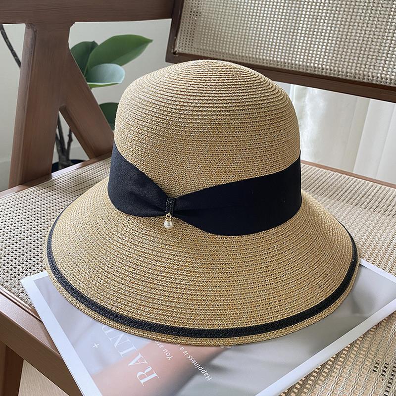 Butterfly Bow Wide Brim Straw Hat Women's Summer Sun Hat Audrey Hepburn Style Beach Vacation Hat Basin Hat Trend