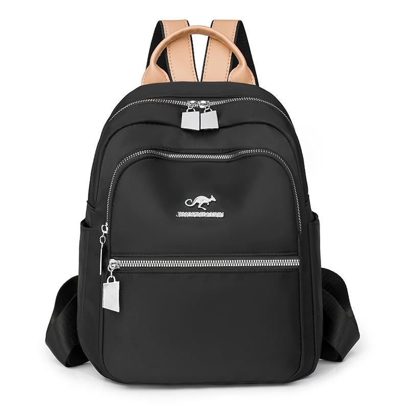 

Нейлоновый женский рюкзак для путешествий на природу, для школьников, многослойный дорожный небольшой рюкзак чёрный