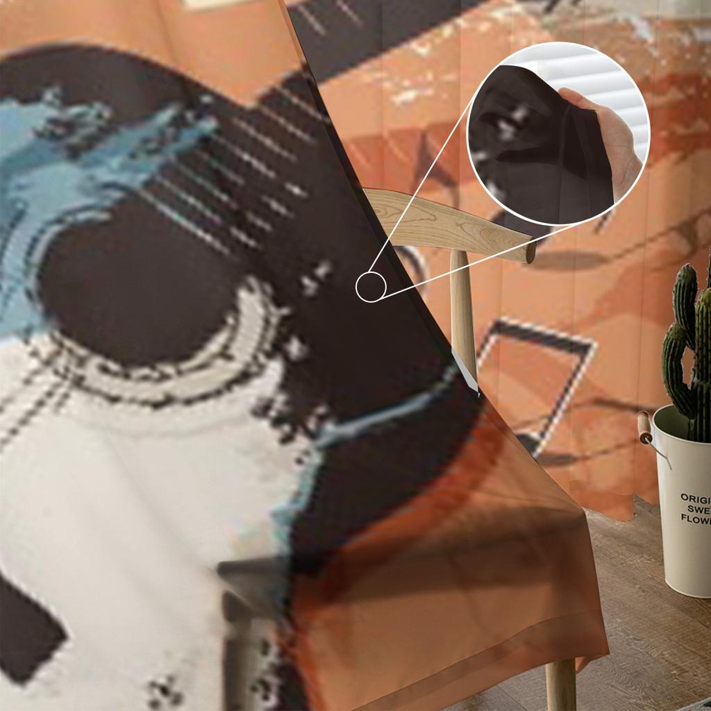 Music Festival With Retro Guitar Chiffon Sheer Curtains for Living Room Bedroom Kitchen Decoration Window Voiles Tulle Curtain