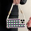 Cute Heart Colorful Grid Pattern TPU For iphone 17 16 15 14 12 Phone Case Four Corner Anti Fall Protection Portable Hanging Rope