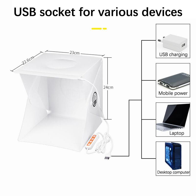Fotografie Led Licht Raum Foto Studio Licht Zelt Softbox Hintergründe Fotobox Für Dslr Kamera 22Cm Tragbare Klapp Leuchtkasten