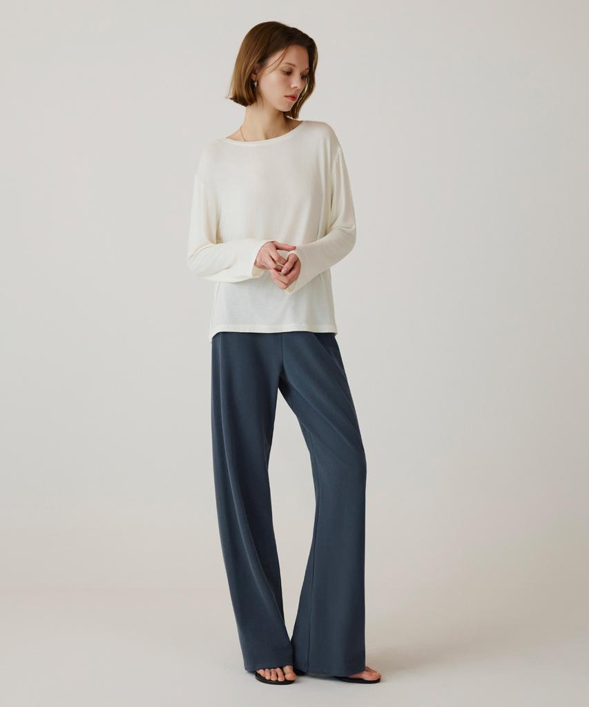 Siyajyu Sipt7191 Comfort Daimaru Elastic Waist Pants_Navy Blue