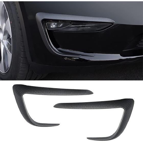 FASTCHE Front Fog Light Trim Cover for Tesla Model Y Eyebrow Spoiler Accessories Fog Lamp Frame Blade Trim Compatible with 2019 2020 2021 2022 2023