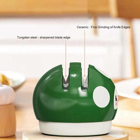 Cartoon Suction Cup Knife Sharpener with Tungsten Steel Blades Portable Non-Slip Knife Sharpener for Kitchen Knives Scissors Easy-to-Use Kitchen