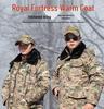 Men's and Women's Army Green Camouflage Winter Coat, Cotton-Padded, Mid-Length, Plus Velvet, Thickened for Cold Protection.