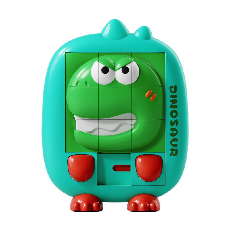 3D Cartoon Animal Sliding Puzzle: Dinosaur & Duck Educational Toy for Kids