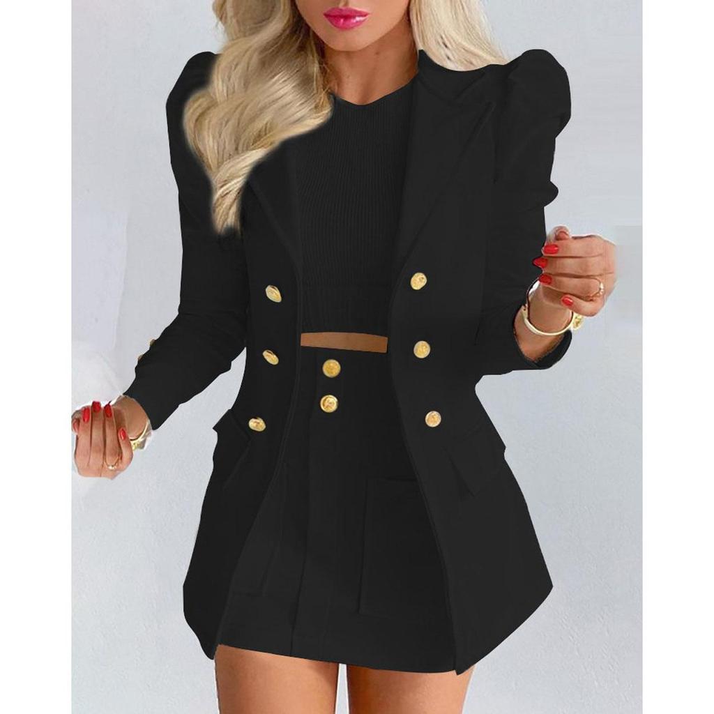 Moda Versatile Abito e Gonna Coordinati Stile Casual da Donna Bottoni Aperti Ombelico Corto Abito Multipezzo