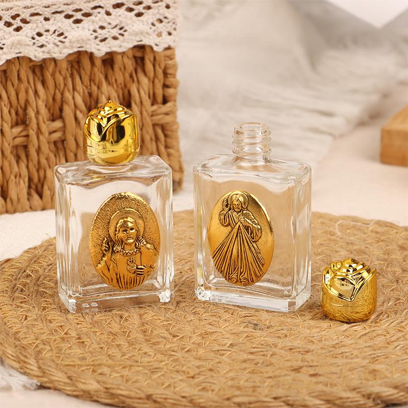 11 Types Of Glass Holy Water Jesus Bottle Religious Cross Bottle Christian Virgin Sculpture Bottle Refillable Holy Water Bottle