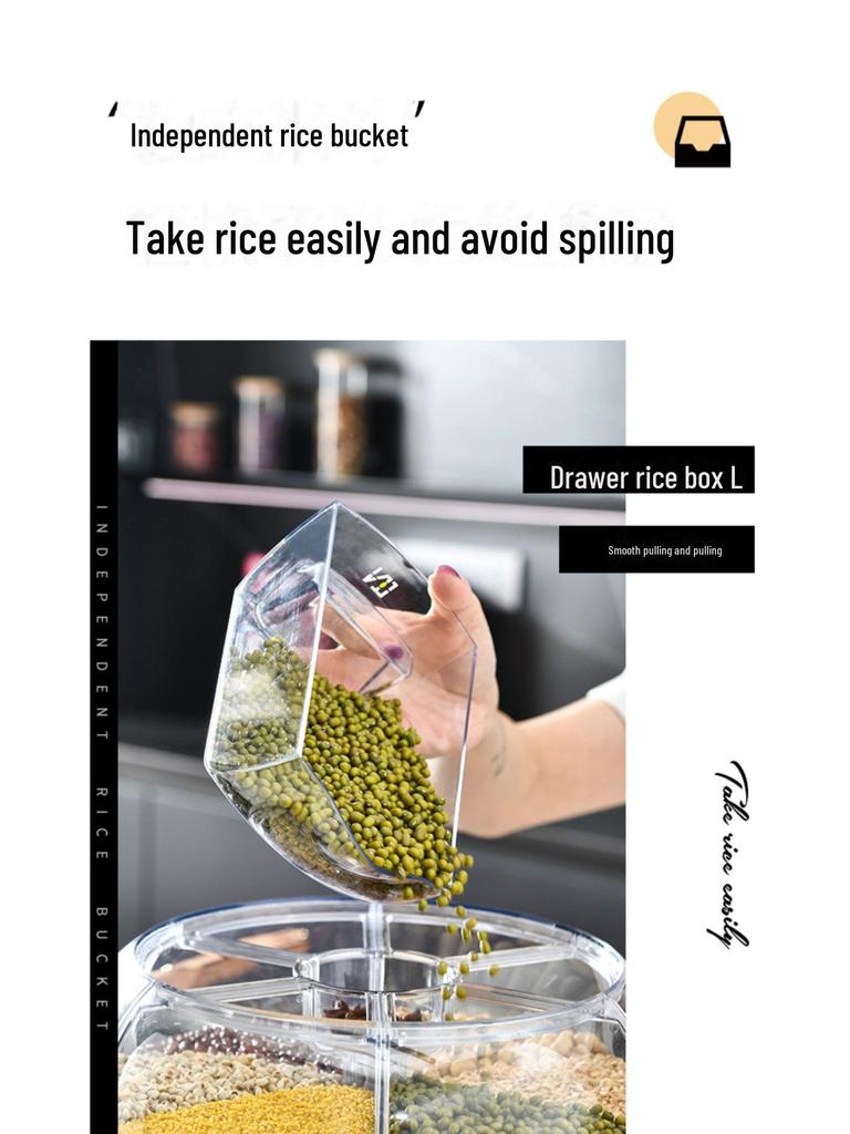 2024 Rotating Rice Storage Cylinder: Insect-Proof, Moisture-Proof, Sealed Grain Box for Home