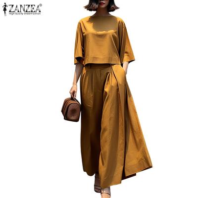 Blusa Feminina e Calças de Perna Larga Conjuntos de Duas Peças