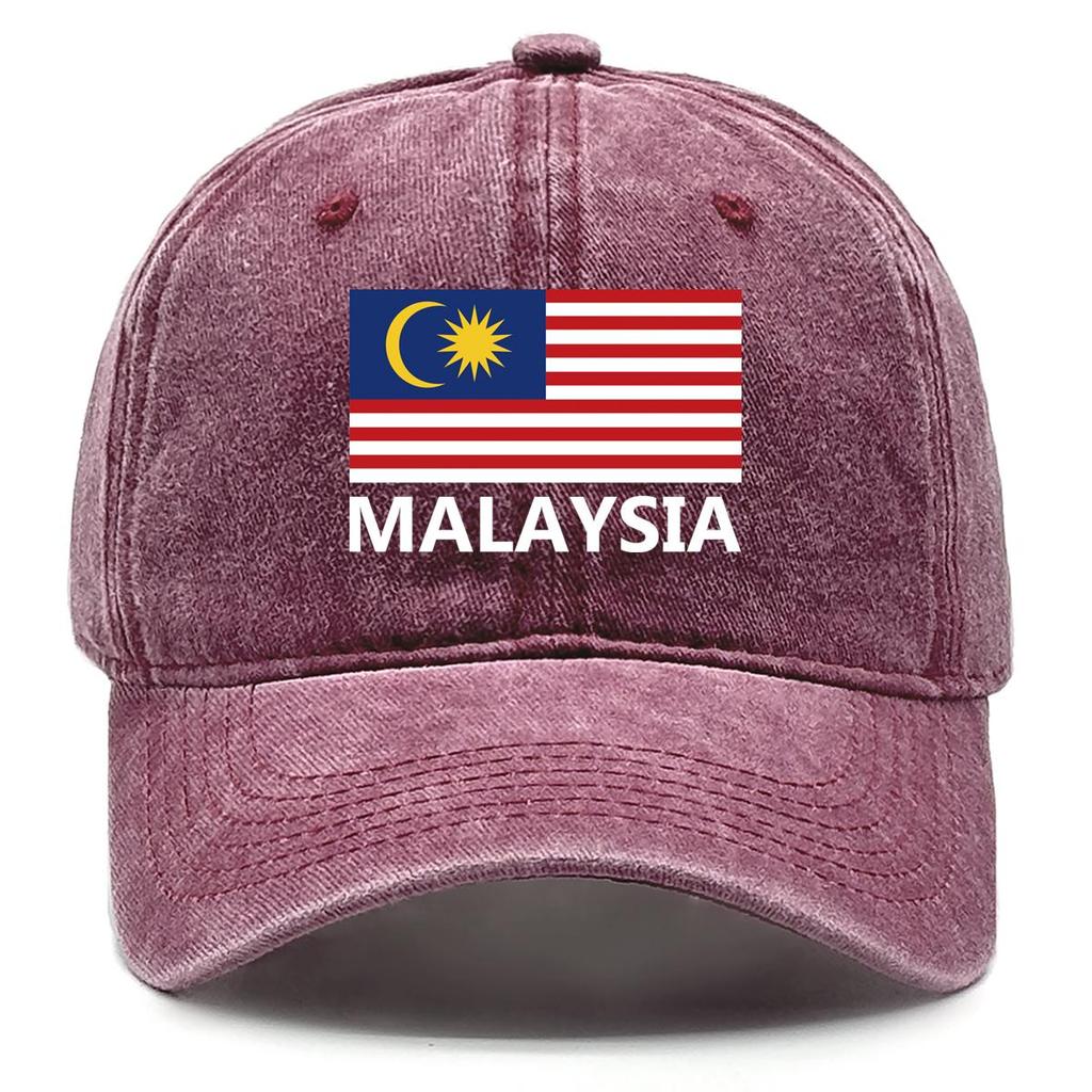 Flag of Malaysia Print Snapback Baseball Hat, Patriotic Trucker Hat Washed Simple Retro Sun Protection Adjustable Baseball Cap