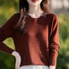 Women's Merino Wool Turn-Down Collar Cardigan Pullover Sweater - Fashionable Knitwear Base Layer.