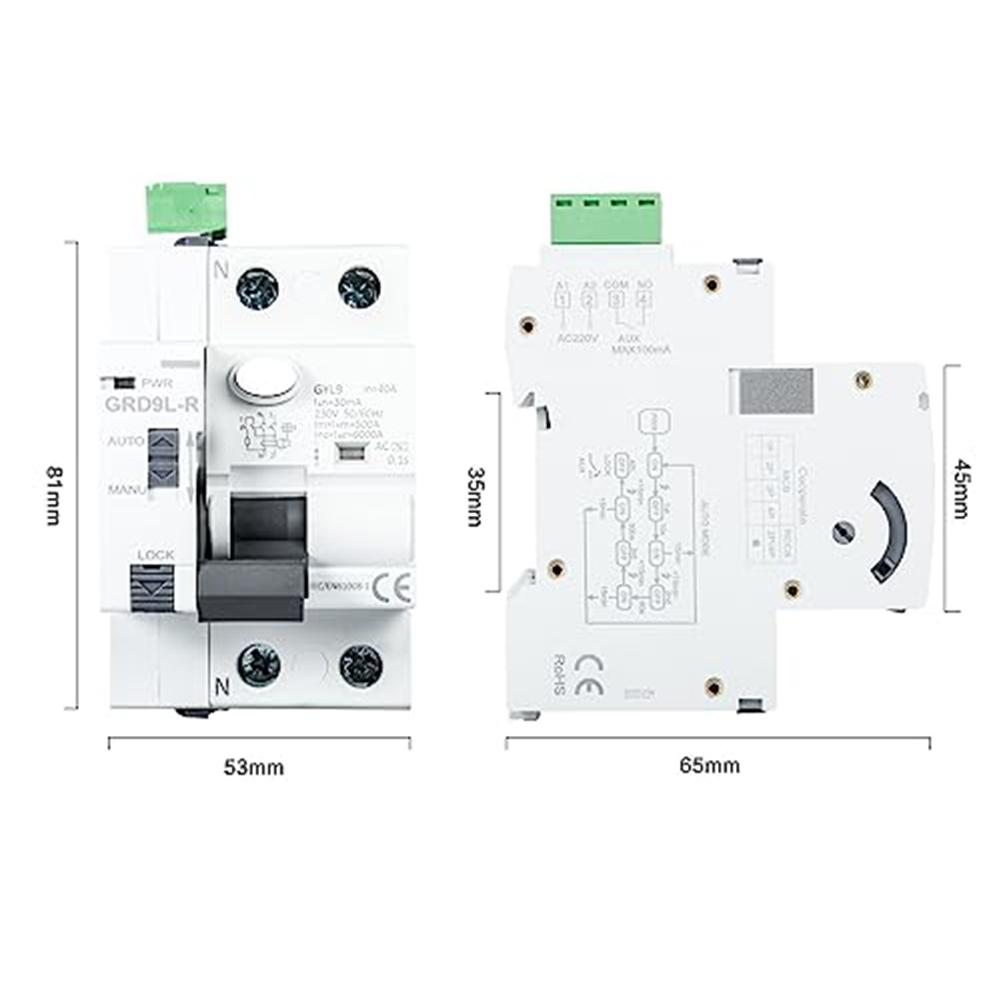 Automatic Reset Circuit Breaker 63A 30mA Differential Switch with Manual/Automatic Selection for Electrical Safety