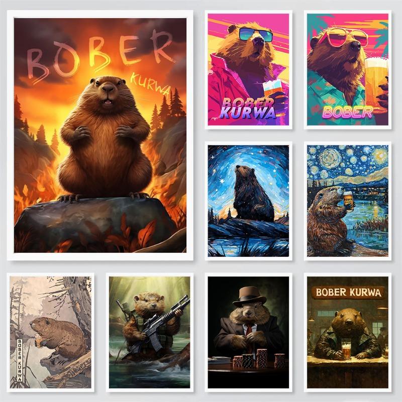 

Spirit Animal Bober Kurwa Painting Artwork Poster Canvas Prints Bober Kurwa Portrait Wall Decor Bober Kurwa Beers Bar Decoration 21cm×30cm NoFrame
